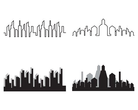 Free City Skyline Vectors: Silhouettes, Outlines, and .